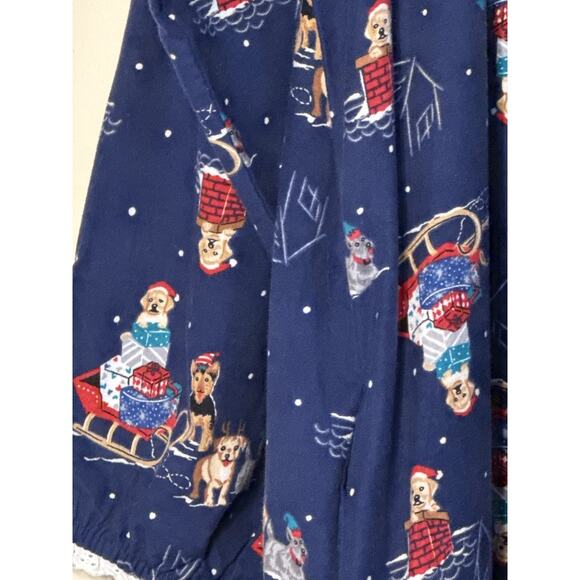 Lanz of Salzburg Women's XL Sleigh Puppies Flannel Nightgown Christmas Holiday - Picture 9 of 10